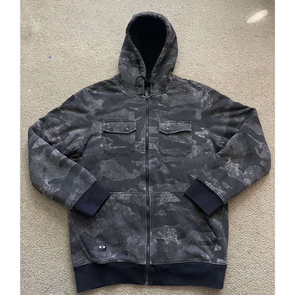 Oakley Zip Agent Hoodie Mens S Camo Sherpa Lined Full Zip 2015